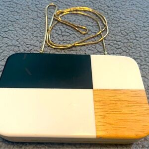 Resin color block purse with chain strap